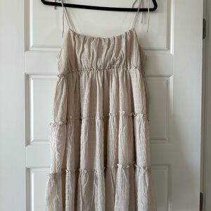 Glam Beige Smocked Dress